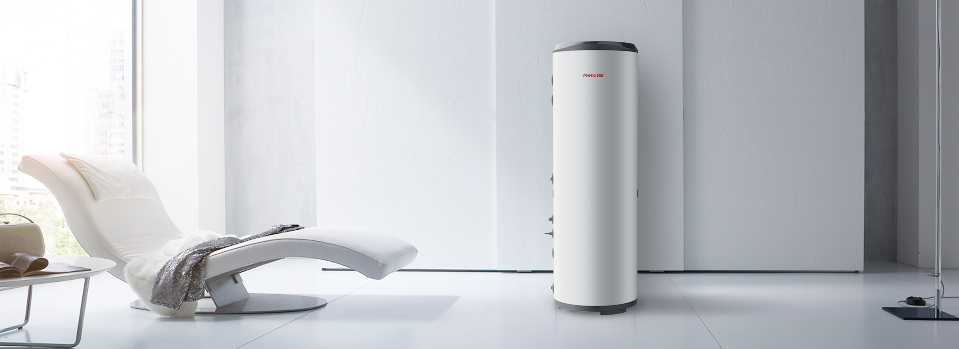 芬尼空气能热水器精英型200L亮丽白色设计，时尚外观