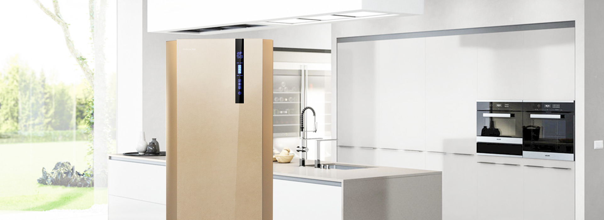 芬尼空气能热水器的铂金型300Lplus高雅即视感，重新演绎厨房贵气生活